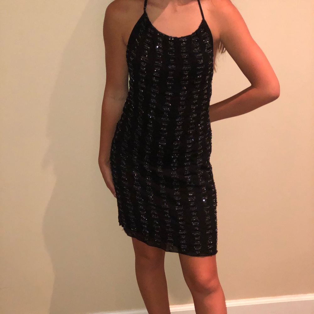 MLV black sequin backless dress